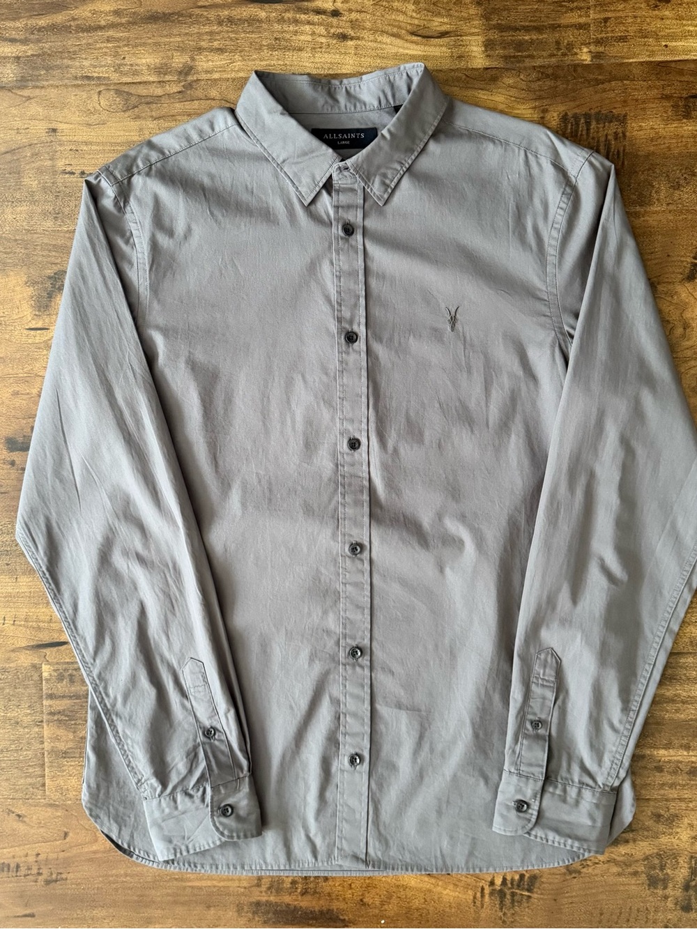 ALLSAINTS Huntingdon Long Sleeve Buttons Down Shirt Mens Size L Grey Classic Top